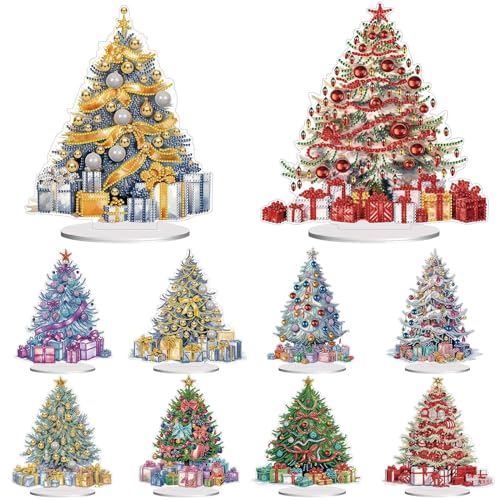 Lebartm 10Stück Diamant Malerei Weihnachtsbaum Ornament 5D DIY Diamant Kunst kreativ Mosaik machen Kits von Nummer Kits Weihnachten Home Decoration Ornamente einseitig Spot Drill von Lebartm