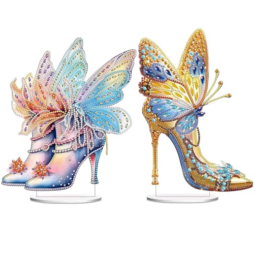 Lebartm 2Stück DIY Diamant Desktop Ornament Speziell geformter Kristall Diamant Malerei Tischdekoration Einseitiger Diamant Valentinstag Heimdekoration-Hoher Absatz von Lebartm