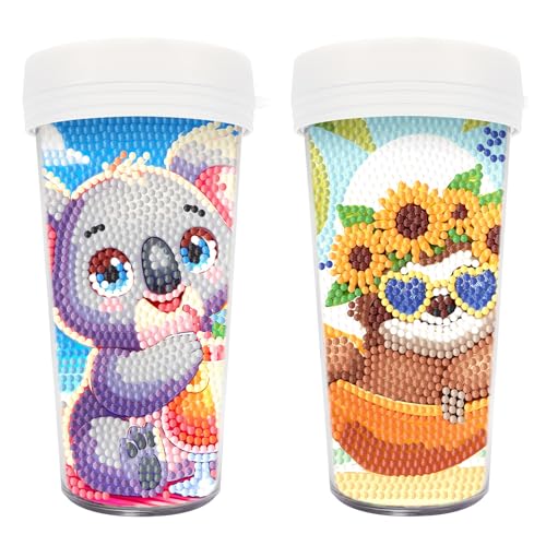 Lebartm 2Stück DIY Diamant Malerei Tasse Ostern Handmade Creative Becher 16oz Diamant bemalte Wasserflasche Diamant Kunst Geschenke für Anfänger Erwachsene von Lebartm