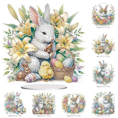 Lebartm 8Stück DIY Diamant Desktop Ornament Speziell geformter Kristall Osterhase Ei Diamant Kunstmalerei Tischdekoration Einseitiger Diamant für Heimdekoration Lebartm 8Stück DIY Diamant Desktop Ornament Speziell geformter Kristall Osterhase Ei Diamant Kunstmalerei Tischdekoration Einseitiger Diamant für Heimdekoration von Lebartm