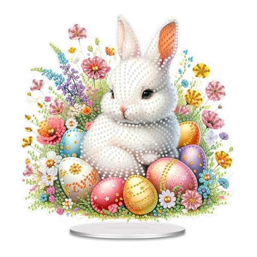 Lebartm DIY Diamant Desktop Ornament Ostern Spezial geformt Kristall Diamant Kunst Malerei Einseitiger Diamant Tischschmuck für Erwachsene Home Decor-Hasen-Eier03 von Lebartm