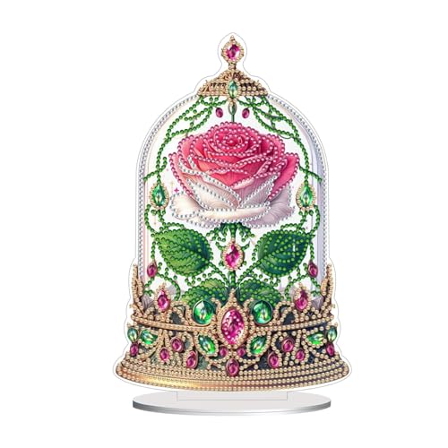 Lebartm DIY Diamant Desktop Ornament Speziell geformter Kristall Diamant Kunst Malerei Tisch Ornamente Einseitiger Diamant für Heimdekoration-Rose05 von Lebartm