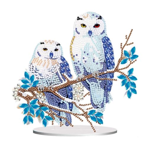 Lebartm DIY Diamant Desktop Ornament Speziell geformter Kristall Eule Diamant Kunstmalerei Tischdekoration Einseitiger Diamant Home Decor von Lebartm