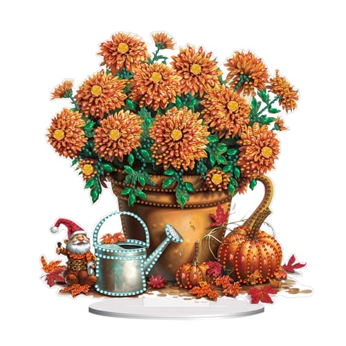 Lebartm DIY Diamant Herbst Desktop Ornament Speziell geformter Kristall Diamant Kunst Malerei Tischdekoration Doppelseitiges Muster Einseitiger Diamant Heimdekoration-Topfpflanzen von Lebartm