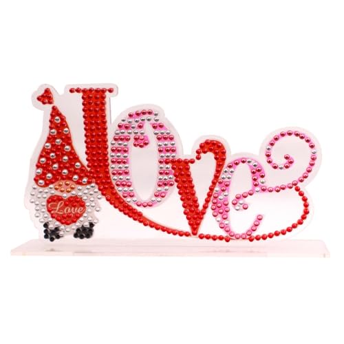 Lebartm DIY Diamant Valentinstag Desktop Ornament Speziell geformte Kristall Diamant Malerei Tisch Ornamente Einseitiges Diamant-Ornament für Erwachsene Home Office Dekoration von Lebartm