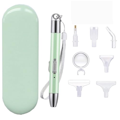 Lebartm Diamant Kunst Malerei Bohrer Stift mit Licht USB wiederaufladbares Diamant Zubehör und Werkzeuge Beleuchtungsstift mit 6 Köpfen Set, Lupe für DIY Kunsthandwerk Edelstein Nagel von Lebartm