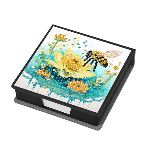 Lebartm Haftnotiz-Halter Diamant-Kunstmalerei Leder Post Note Dispenser Memo Paper Storage Box mit 160 Haftnotizen Schreibtisch Büro Organizer Zubehör-Biene von Lebartm