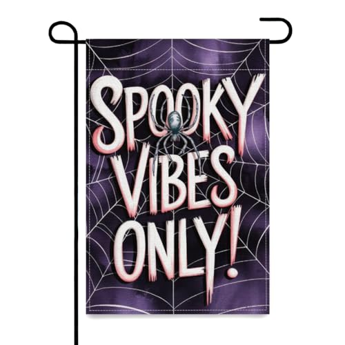 Lebartm Halloween Gartenfahne Doppelseitige Leinen Gartenfahne ohne Mast DIY Gedruckt Festliche Atmosphäre Dekorationen Outdoor 30,5x45,7cm-Spinne von Lebartm