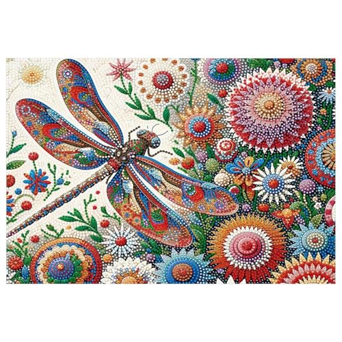 Lebartm Tischset zum Selbermachen Diamant-Kunst-Malerei rechteckig rutschfest PET-Tischsets mit Staubschutz Esstisch Küche Diamant-Kunst-Tischsets Bastelbedarf Heimdekoration-Libelle von Lebartm