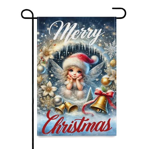 Lebartm Weihnachten Gartenfahne Doppelseitige Leinen Gartenfahne ohne Mast DIY Gedruckt Festliche Atmosphäre Dekorationen Outdoor 30,5x45,7cm-Kleine Fee von Lebartm