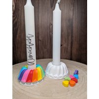 Kerzenhalter Kerzenständer Gugelhupf Weiß Bunt Für Stabkerze/Tisch Dekoration Geburtstag Mitbringsel Geschenk Kerze Raysin Keraflott von LebeLieberKunterbunt