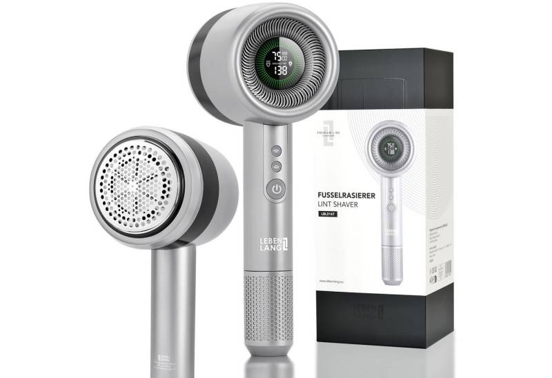 Lebenlang Fusselrasierer Premium elektrischer Fusselentferner mit 4000mAh, Großes Display, Präzisionsklingen, 5 Modi, LED Frontlicht von Lebenlang