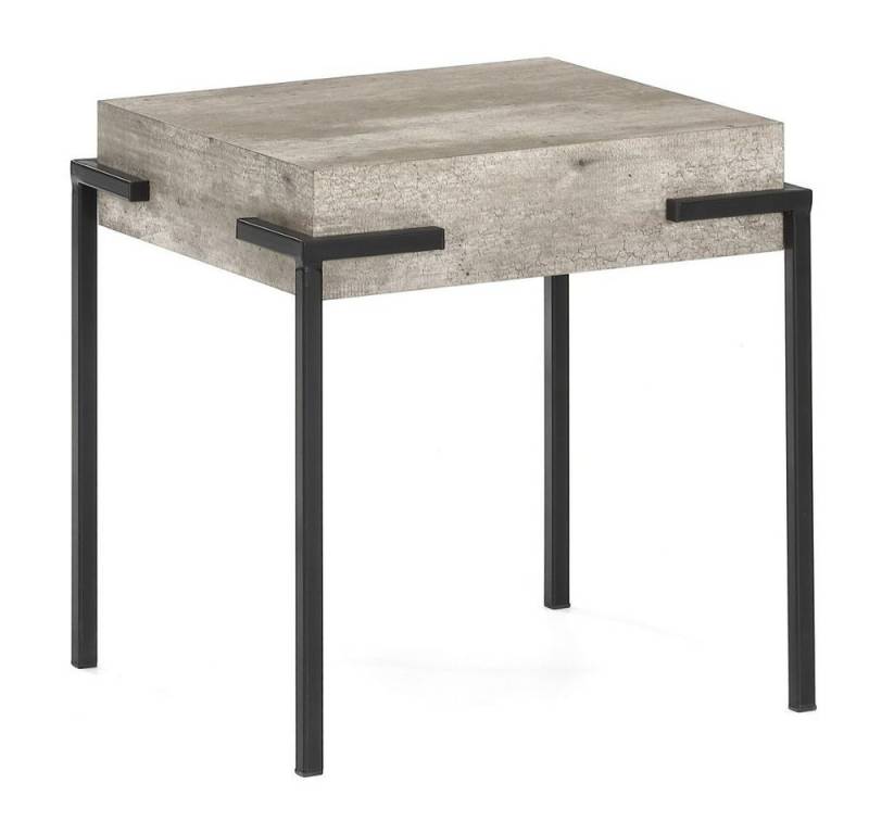 LebensWohnArt Beistelltisch Design Beistelltisch CRETO 40cm grau Beton-Optik Metallgestell von LebensWohnArt