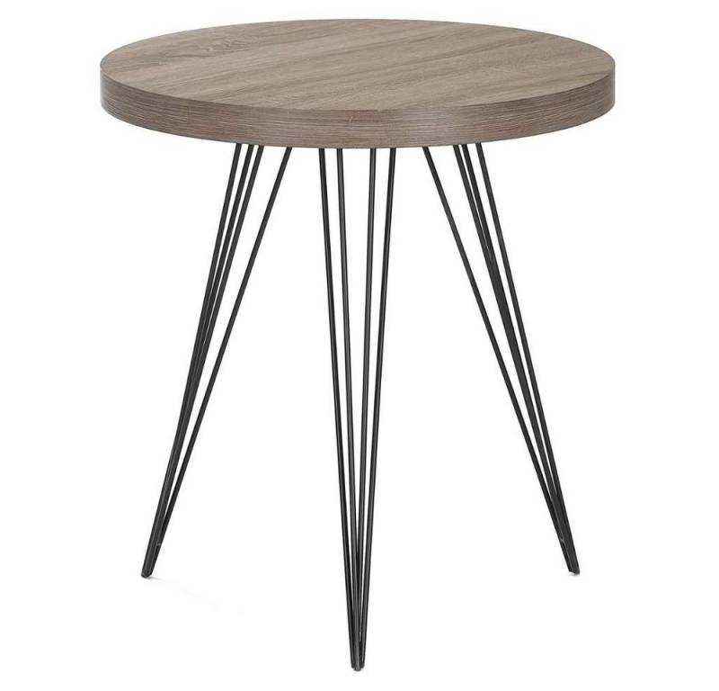 LebensWohnArt Beistelltisch Design Beistelltisch GRIGIO 60cm hellgrau Eichen-Optik Metallgestell von LebensWohnArt