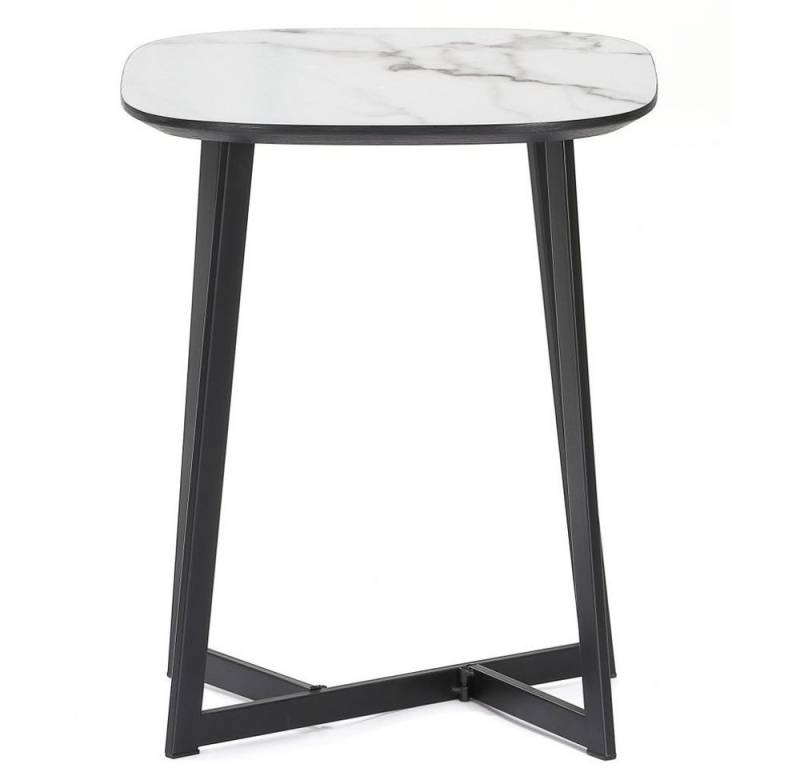 LebensWohnArt Beistelltisch Design Beistelltisch TURIN 50cm Marmor-Optik weiss Pflanzsäule von LebensWohnArt