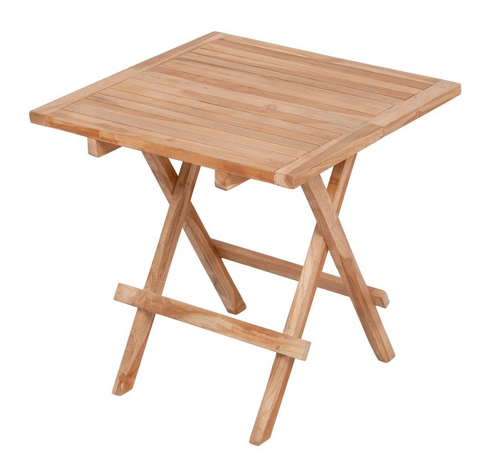 LebensWohnArt Beistelltisch Teak Klapptisch KURSI ca. 50x50cm Natural von LebensWohnArt