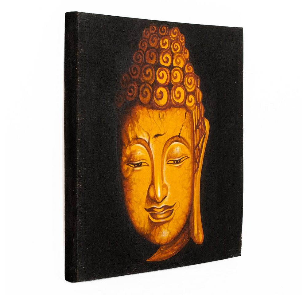 LebensWohnArt Bild Wandbild BUDDHA 60x60cm auf Leinwand Handmade von LebensWohnArt