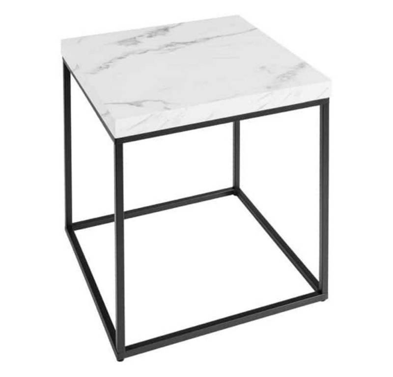LebensWohnArt Couchtisch Design Beistelltisch STRIVE 45cm weisser Marmor-Look Wohnzimmertisch von LebensWohnArt