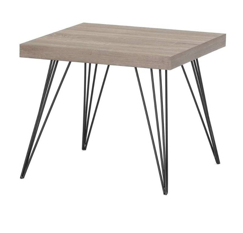 LebensWohnArt Couchtisch Design Couchtisch GRIGIO 50cm hellgrau Eichen-Optik Metallgestell von LebensWohnArt