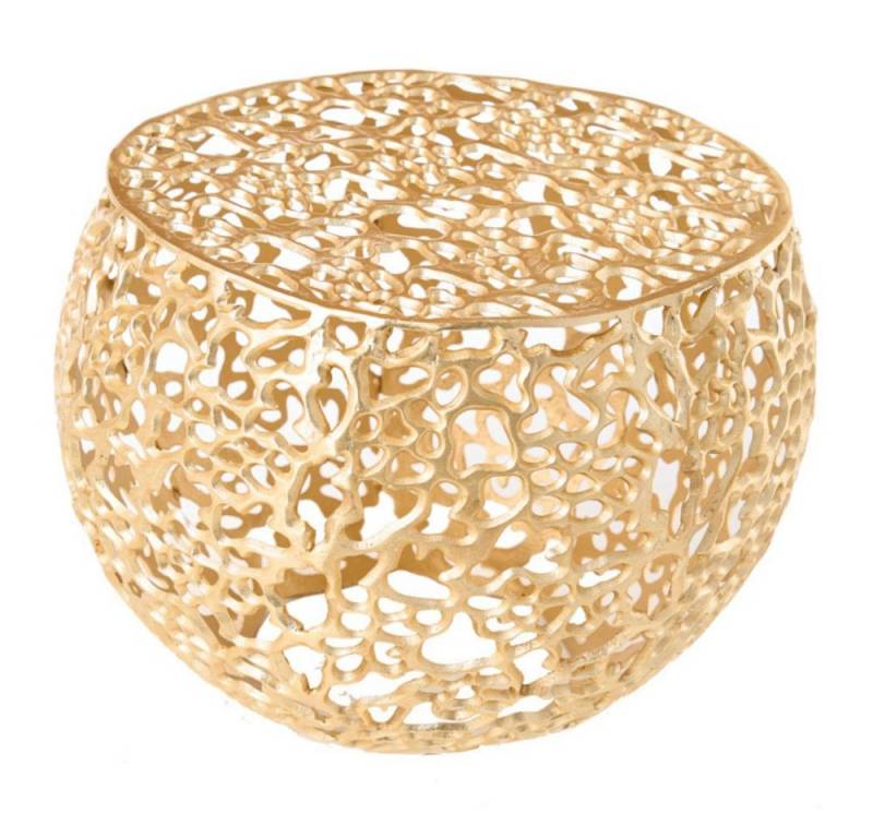 LebensWohnArt Couchtisch Extravaganter Couchtisch RIXOS ca.53cm gold Metall Handarbeit von LebensWohnArt