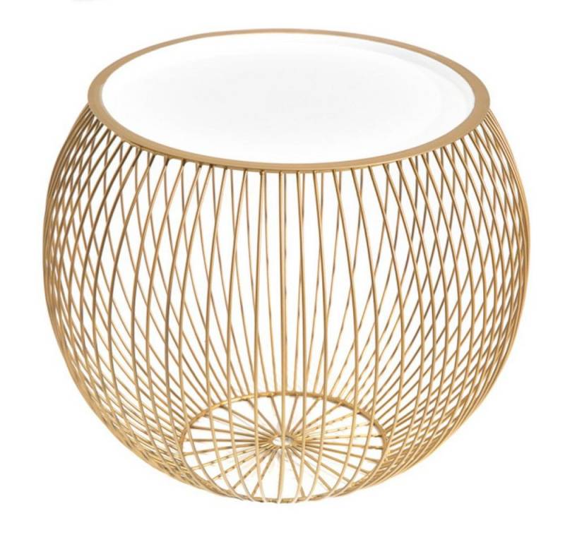 LebensWohnArt Couchtisch Filigraner Aufbewahrungs-Couchtisch mit Tablett AGGIO 51cm gold von LebensWohnArt