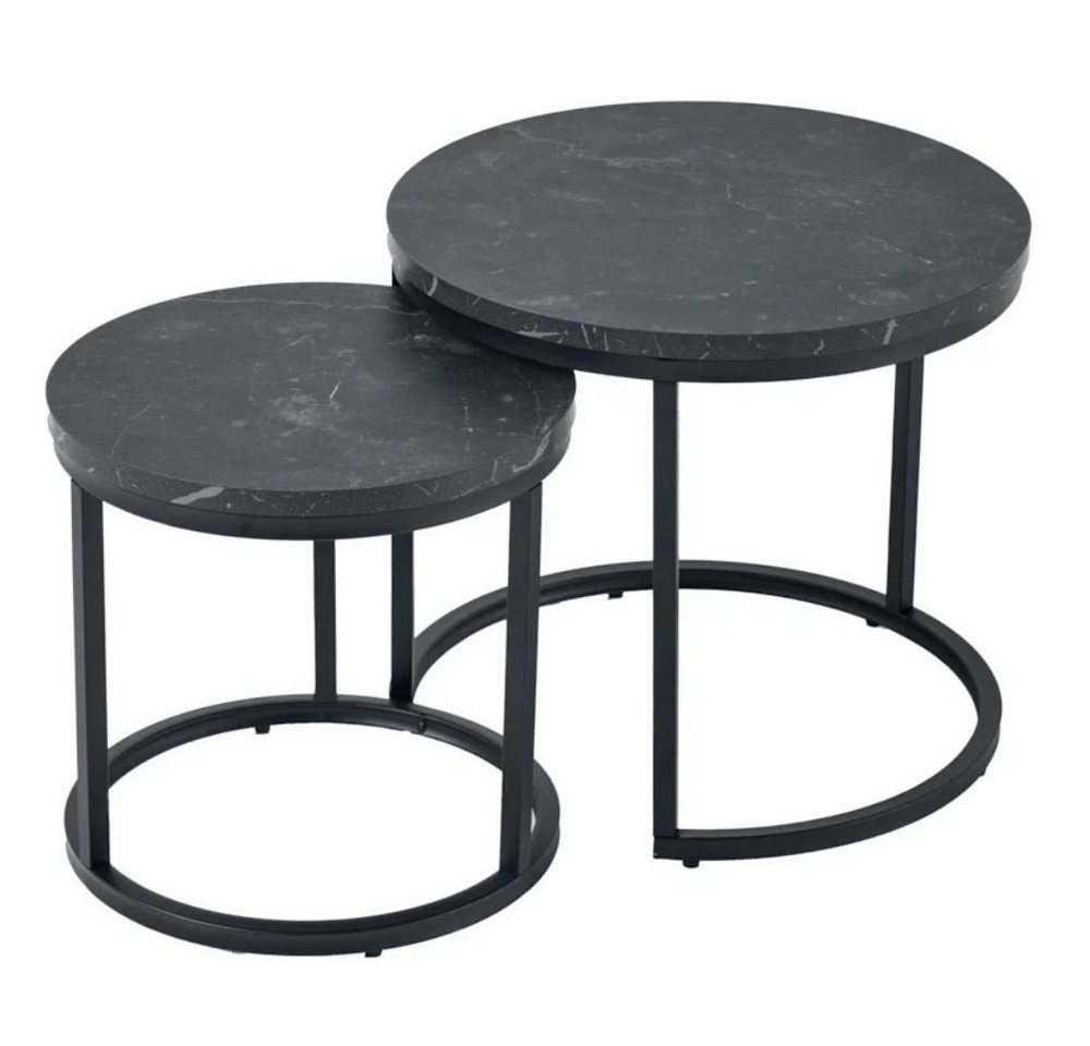 LebensWohnArt Couchtisch Modernes 2er Set Beistelltisch MARMO 45cm schwarz von LebensWohnArt