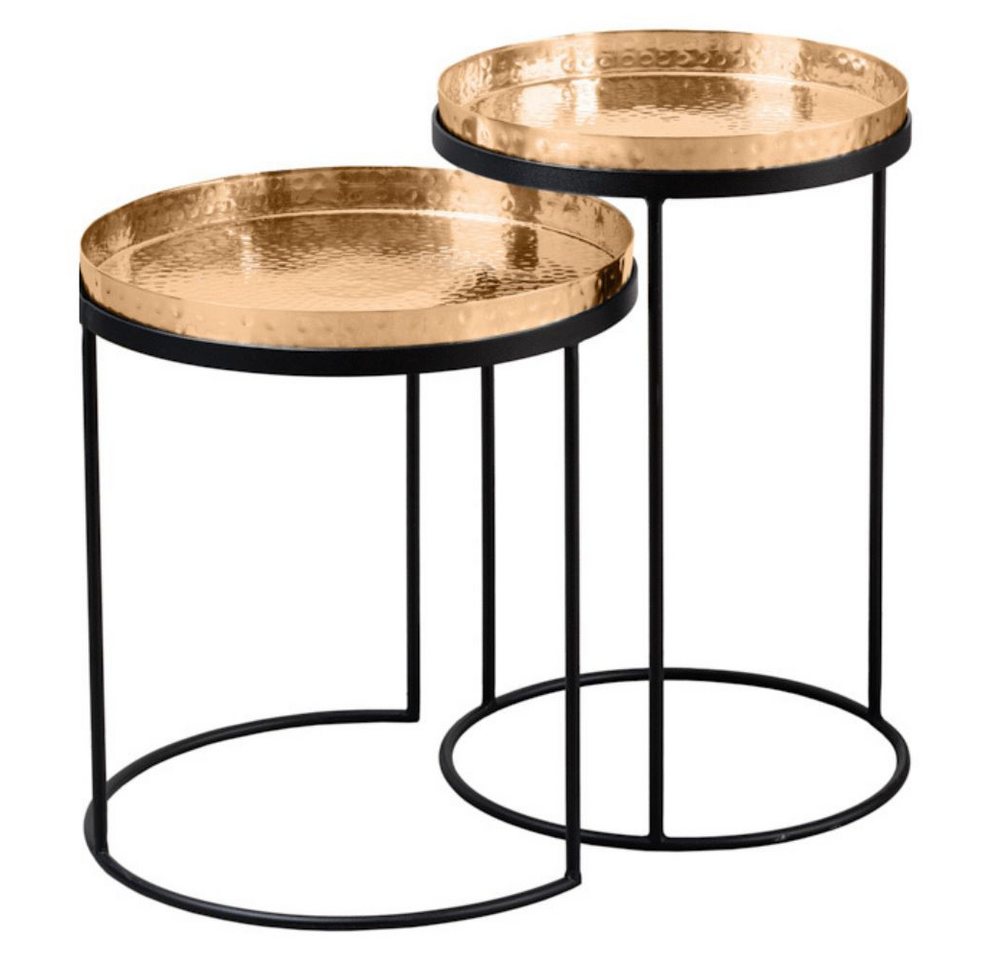 LebensWohnArt Couchtisch Modernes 2er Set Beistelltisch MARTELLO schwarz gold von LebensWohnArt