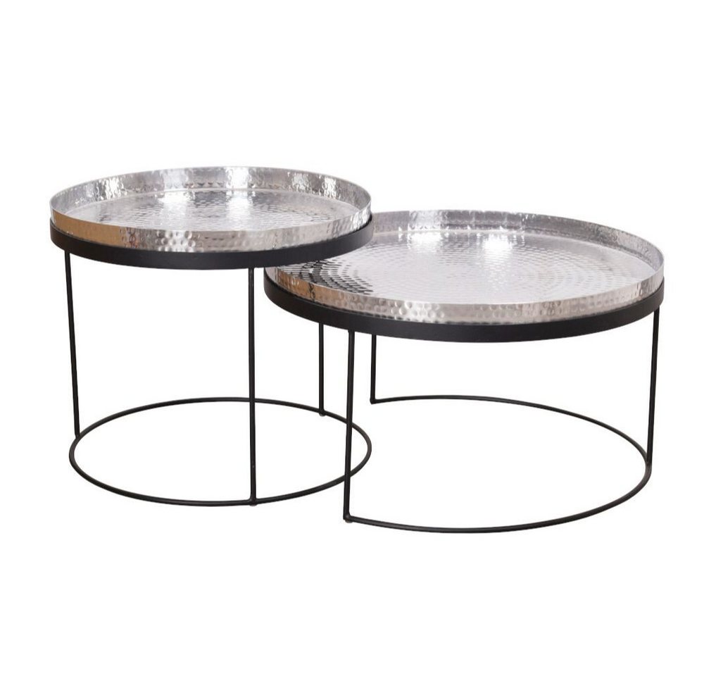 LebensWohnArt Couchtisch Modernes 2er Set Couchtisch MARTELLO schwarz silber von LebensWohnArt