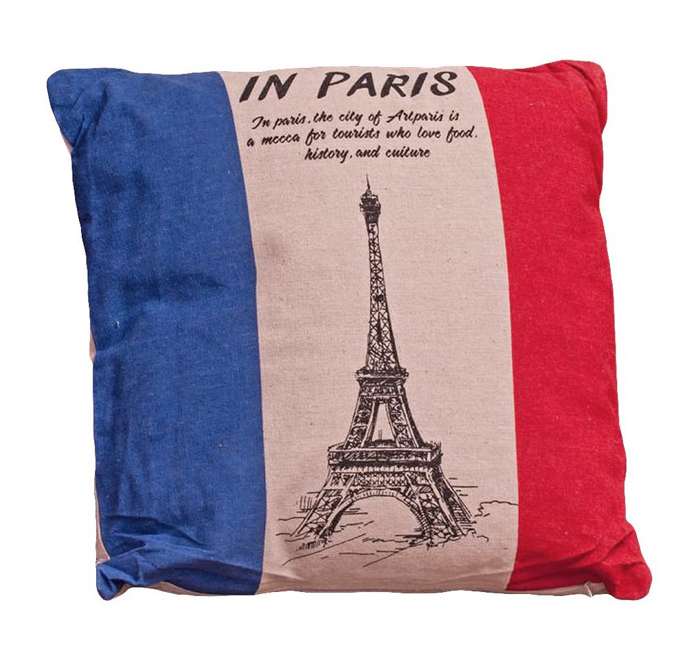 LebensWohnArt Dekokissen Kissen aus Leinen PARIS mit Flagge von LebensWohnArt