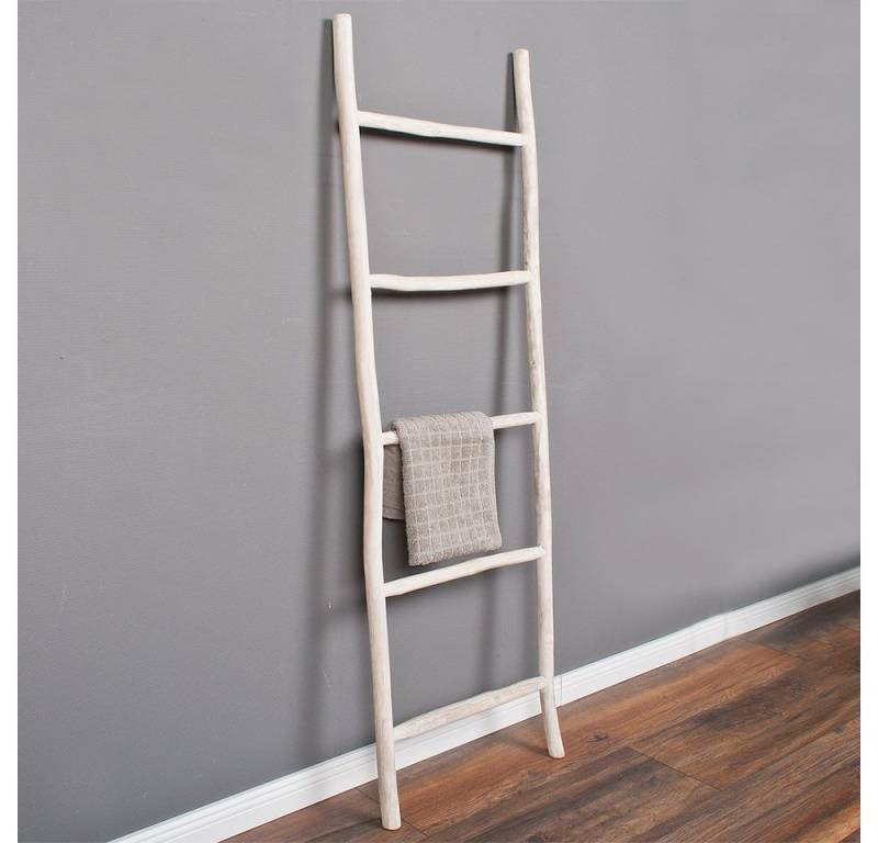 LebensWohnArt Dekoleiter Deko-Leiter KEPALA H150cm White-Wash Teak Handtuchhalter Kleiderständer LebensWohnArt Dekoleiter Deko-Leiter KEPALA H150cm White-Wash Teak Handtuchhalter Kleiderständer von LebensWohnArt