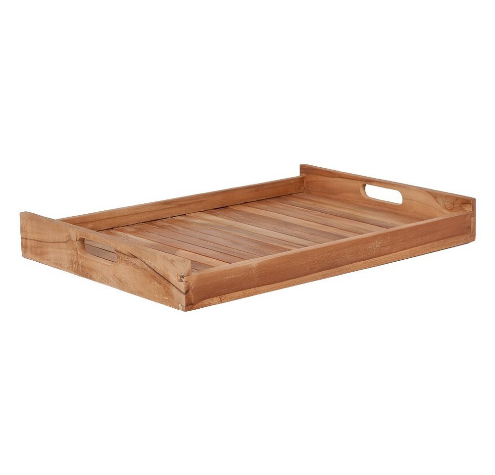 LebensWohnArt Dekotablett Teak Tablett BANDEJA-MEDIUM Natural ca. L57cm von LebensWohnArt