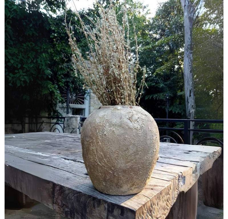 LebensWohnArt Dekovase Deko-Vase SEANIC Antik-Fossil-Braun ca. H20cm von LebensWohnArt