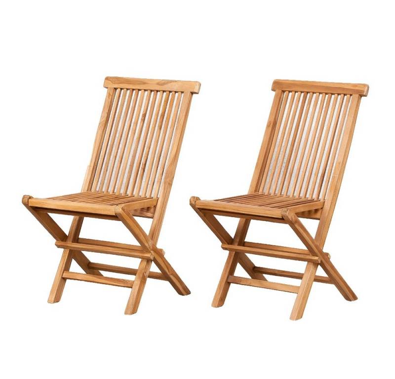 LebensWohnArt Gartenstuhl 2tlg. Teak Klappstuhl-Set KURSI von LebensWohnArt