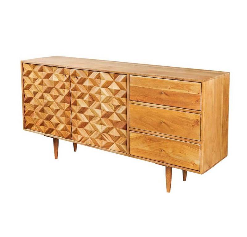 LebensWohnArt Kommode Dekoratives Sideboard MOSAICO 145cm Akazie Kommode von LebensWohnArt