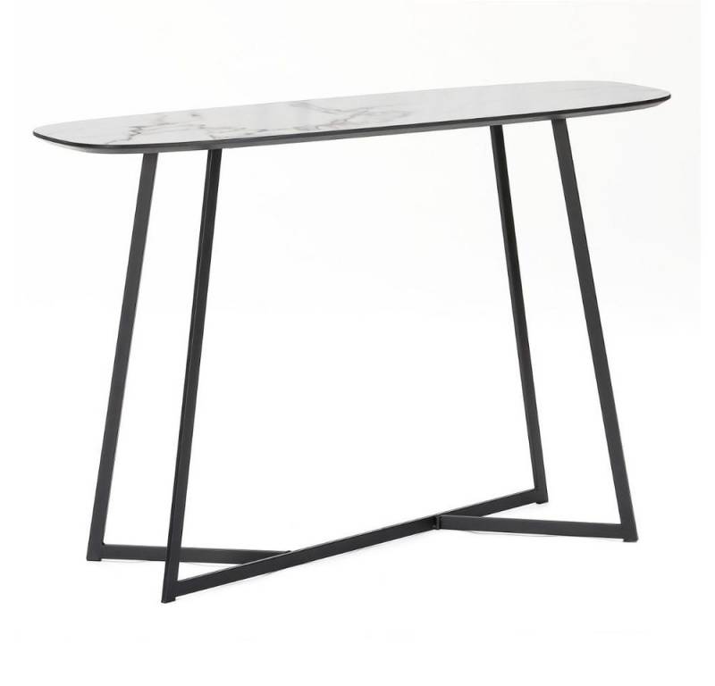 LebensWohnArt Konsolentisch Design Konsolentisch TURIN 120cm weiss Marmor-Optik Metallgestell von LebensWohnArt