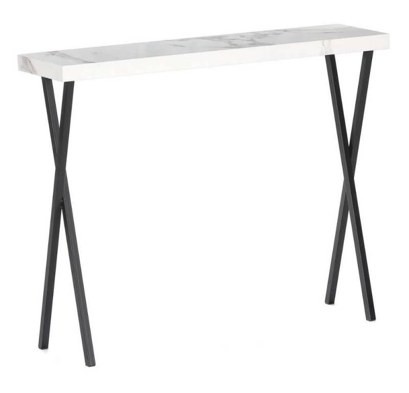 LebensWohnArt Konsolentisch Moderner Konsolentisch TURIN 100cm weiss Marmor-Optik Metallgestell von LebensWohnArt