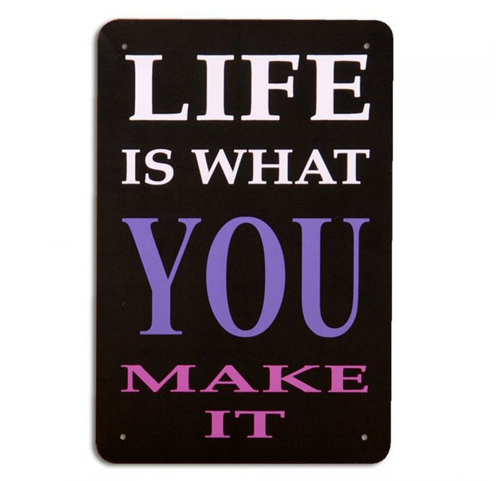 LebensWohnArt Metallbild Metallschild LIFE IS Vintage Schild im Retro-Design von LebensWohnArt