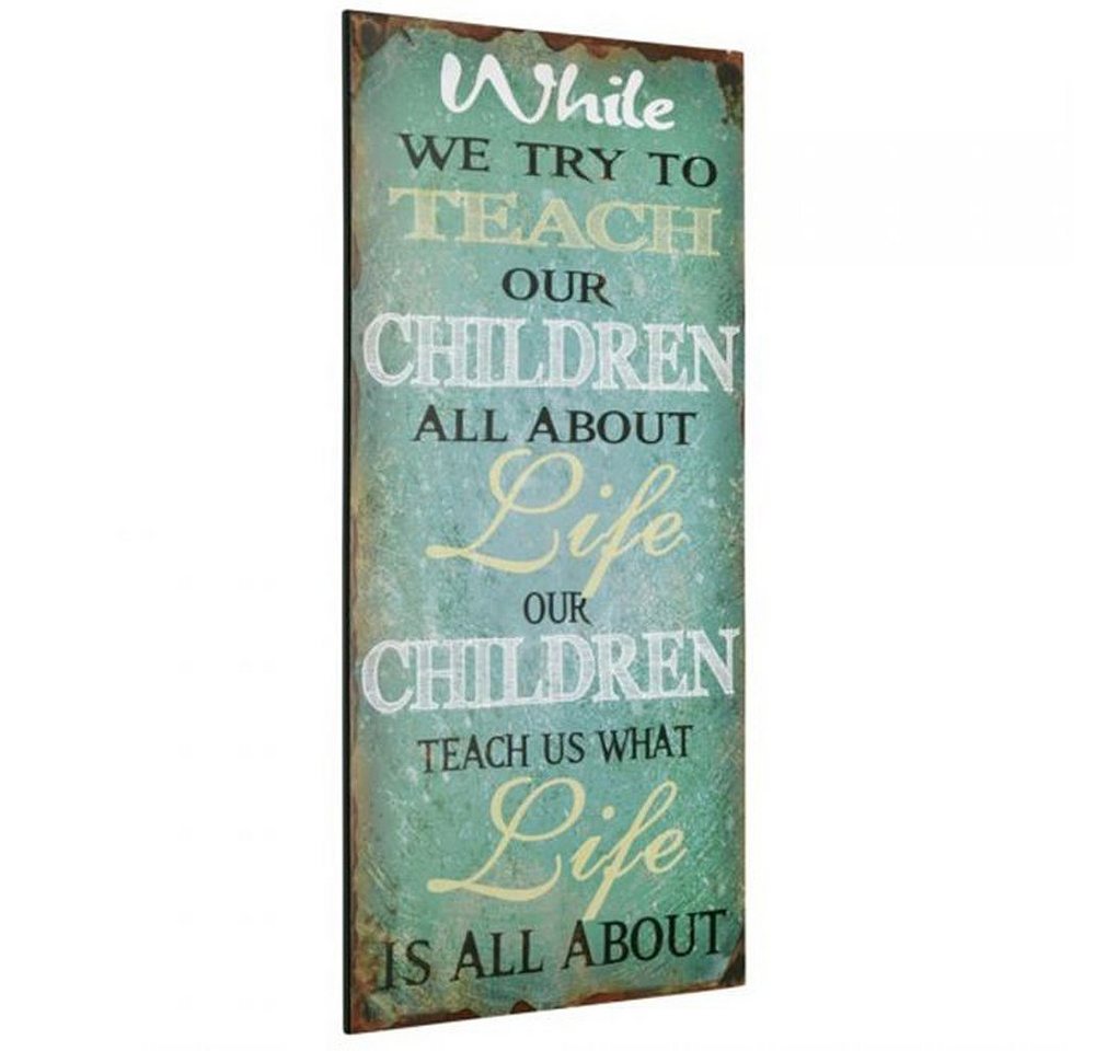 LebensWohnArt Metallbild Wandbild zum Hängen Metallschild CHILDREN 60x30cm von LebensWohnArt