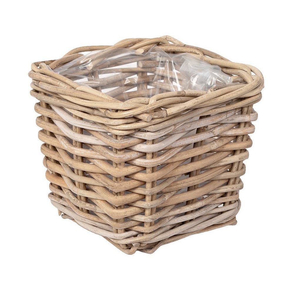 LebensWohnArt Pflanzschale Rattan Pflanzkorb VERONA-Quadratisch ca.20cm Übertopf von LebensWohnArt