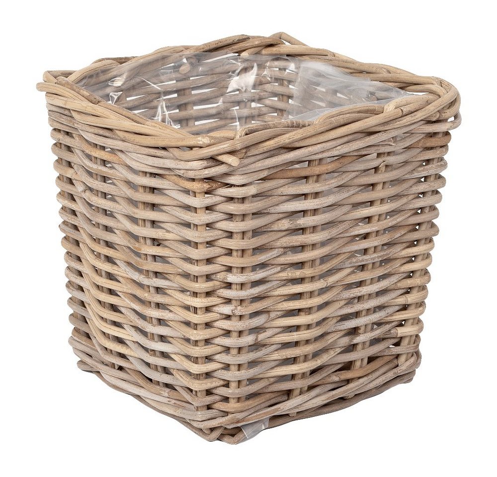 LebensWohnArt Pflanzschale Rattan Pflanzkorb VERONA-Quadratisch ca.25cm Übertopf von LebensWohnArt