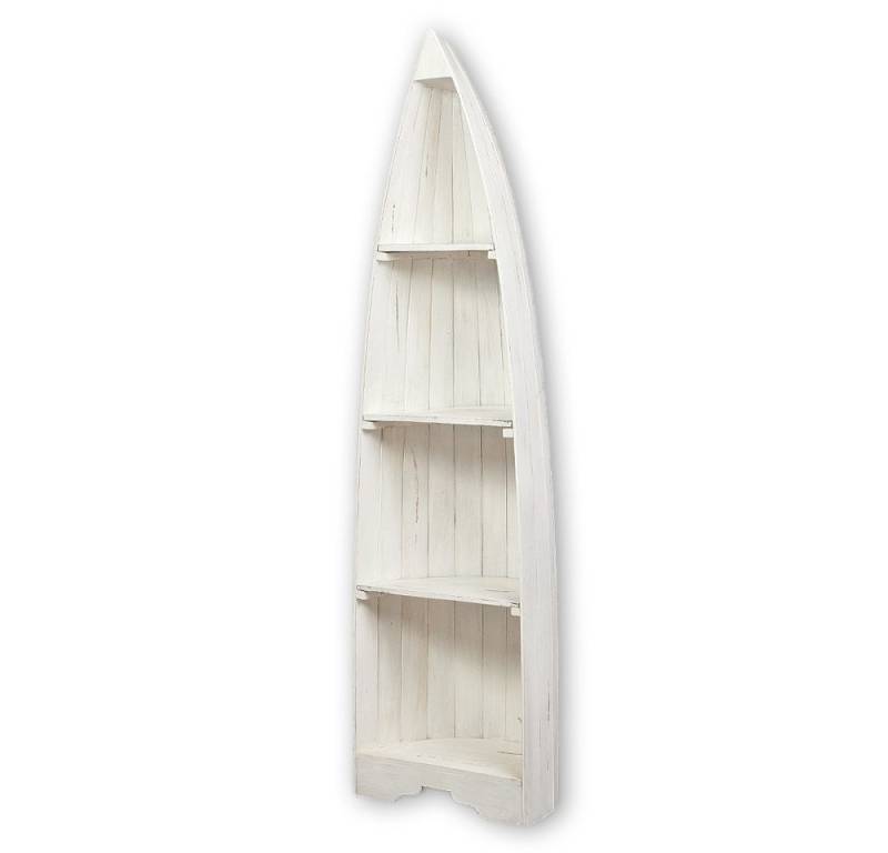 LebensWohnArt Regal Massivholz Bootsregal / Bücherregal BALI ca. 200cm Antique White von LebensWohnArt