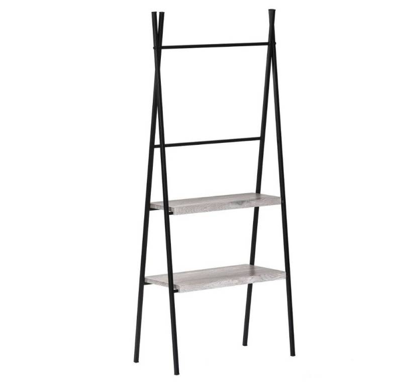 LebensWohnArt Regal Modernes Leiterregal META 125cm Eichen-Optik Regal Metallgestell von LebensWohnArt