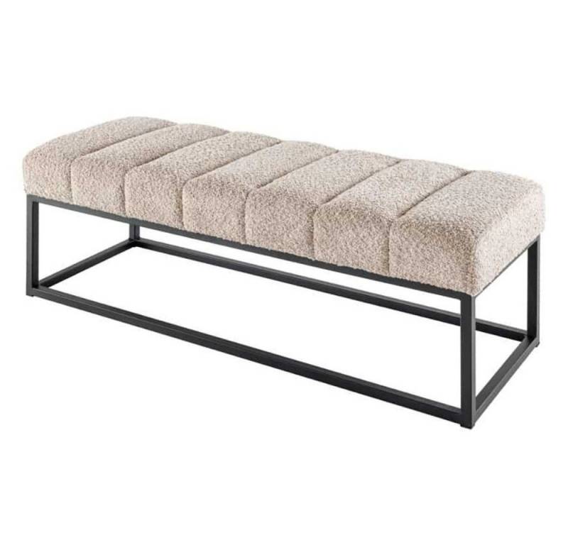 LebensWohnArt Sitzbank Design Sitzbank BELLE ca.110cm champagner Bouclé Interieur-Tipp von LebensWohnArt