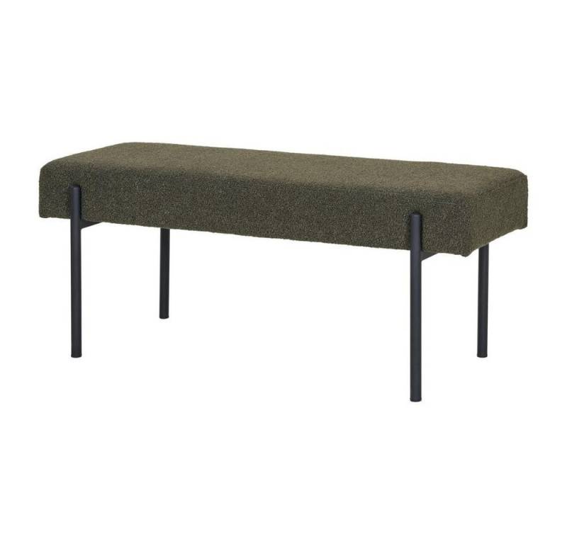 LebensWohnArt Sitzbank Design Sitzbank NORDIC 100cm dunkel-grün Bouclé von LebensWohnArt