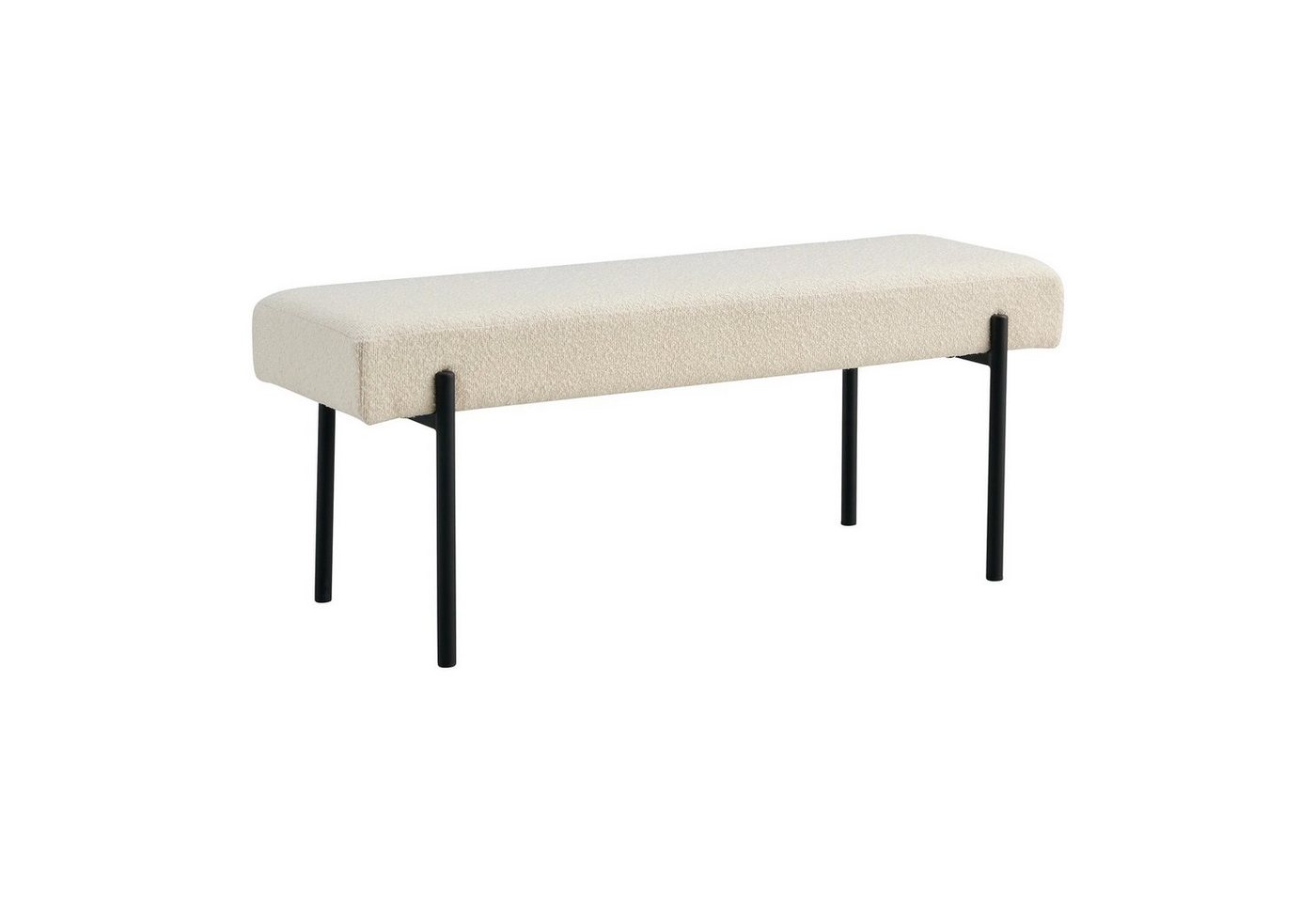 LebensWohnArt Sitzbank Design Sitzbank NORDIC 100cm weiss Bouclé von LebensWohnArt