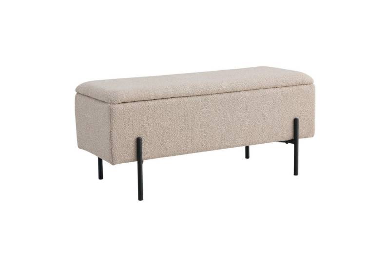 LebensWohnArt Sitzbank Elegante Bank NIZZA mit Stauraum 95cm Bouclé-Stoff beige von LebensWohnArt