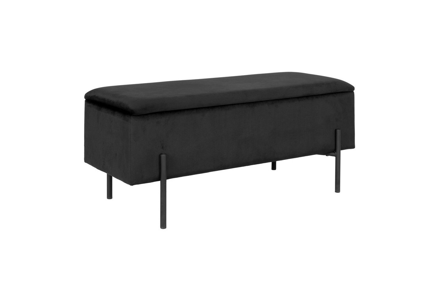 LebensWohnArt Sitzbank Elegante Bank NIZZA mit Stauraum 95cm Samtstoff schwarz von LebensWohnArt