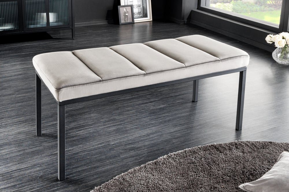 LebensWohnArt Sitzbank Elegante Sitzbank PLANO 80cm grau Samt von LebensWohnArt