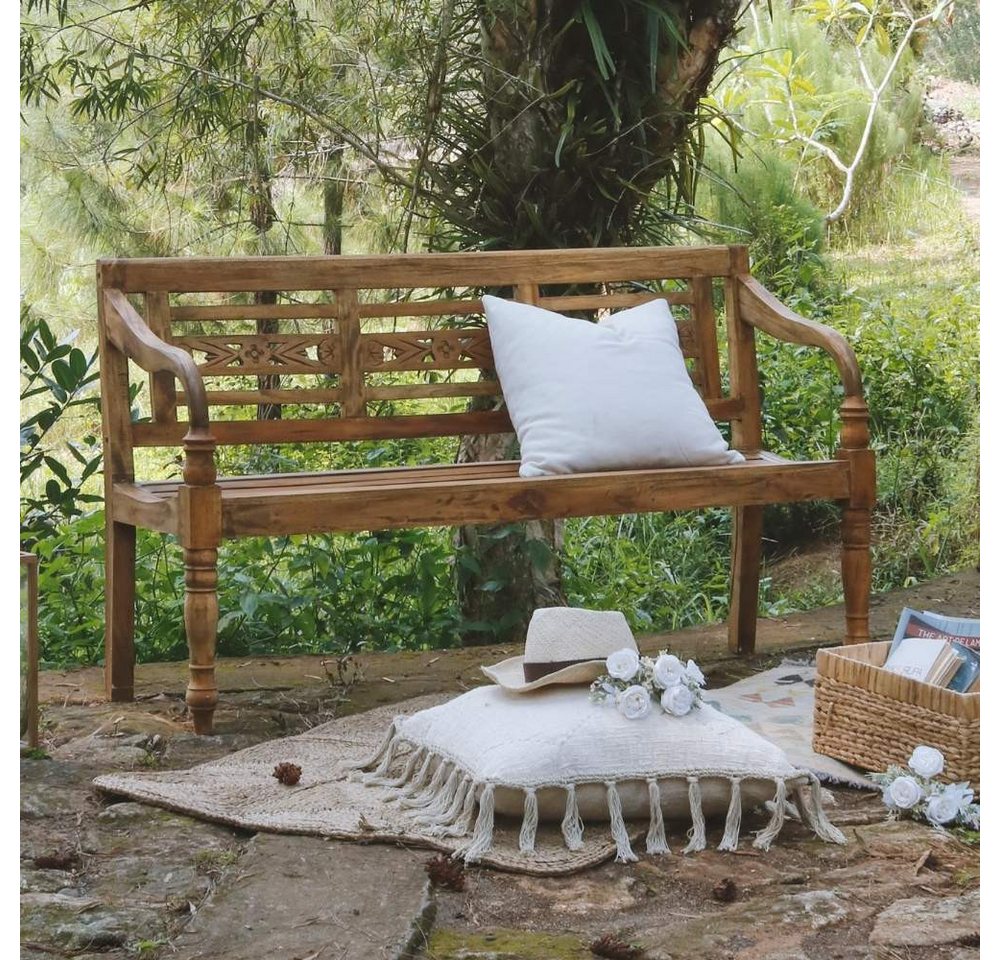LebensWohnArt Sitzbank Massive Sitzbank CHRISTOS Antique-Natural 150cm Mahagoni von LebensWohnArt