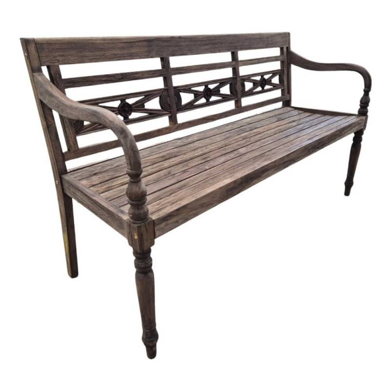 LebensWohnArt Sitzbank Massive Teakholz Sitzbank CHRISTOS 150cm brown Outdoor Gartenbank von LebensWohnArt